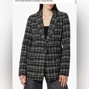 The drop Women's Black and White Tweed Jacket L